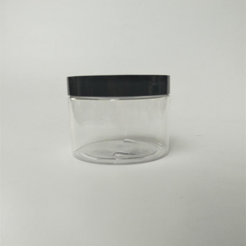 350ml 12oz Clear Plastic PET Straight Sided Jar with Black Lid Manfuacturer