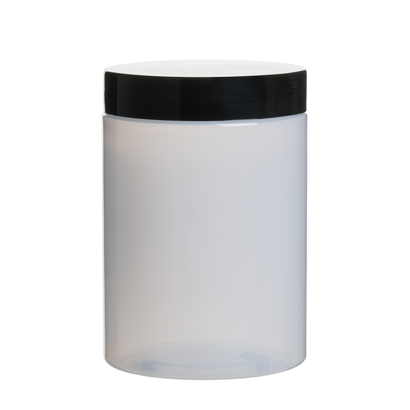 300ml 10oz Plastic PET White Jar with Black Lid Wholesale
