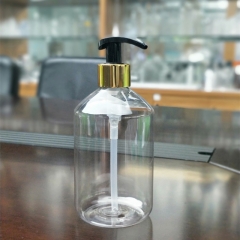 500ml claras garrafa PET com bomba de ouro