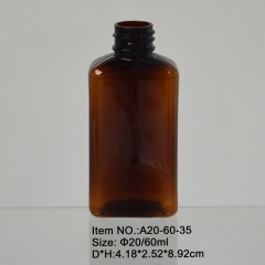  2oz garrafa de animal de estimação plana âmbar